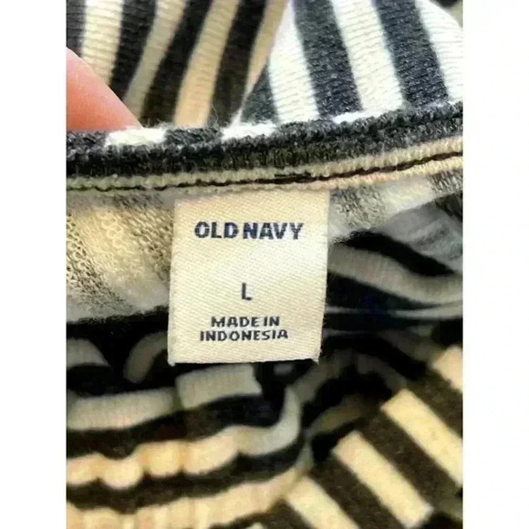 Old Navy Womens Knit Jumpsuit Size L Gray/cream Striped oversized open back belt - Picture 8 of 10